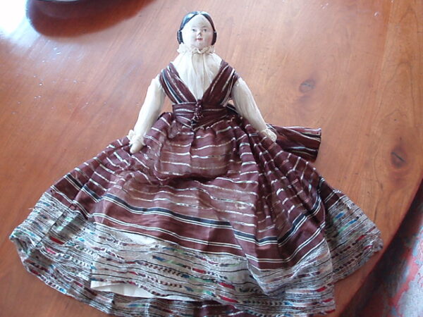 German Porcelain Faced Fancy Doll Circa 1850's.
