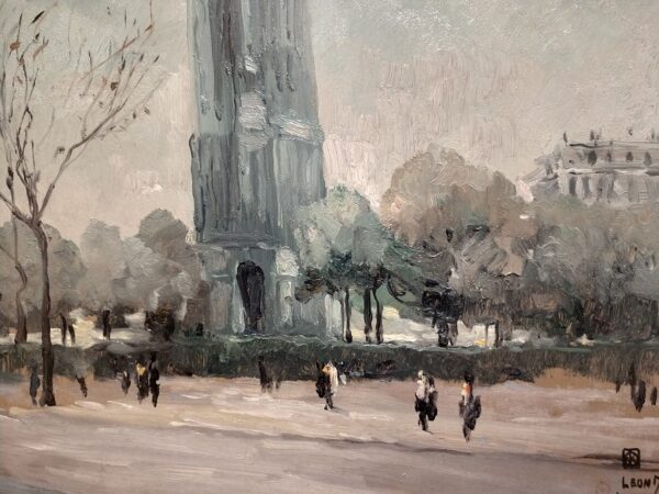 "Tour Saint-Jacques, Paris." Oil on Board by Leon Dabo, NA(1864-1960) - Image 3