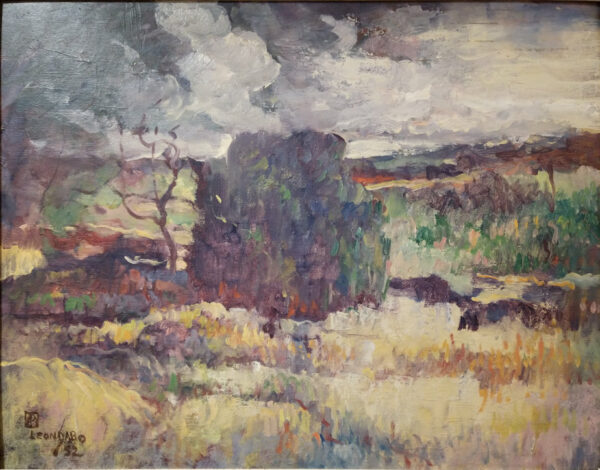 Leon Dabo, NA(1864-1960) Oil on Board "Hillside with Large Tree, St. Tropez"