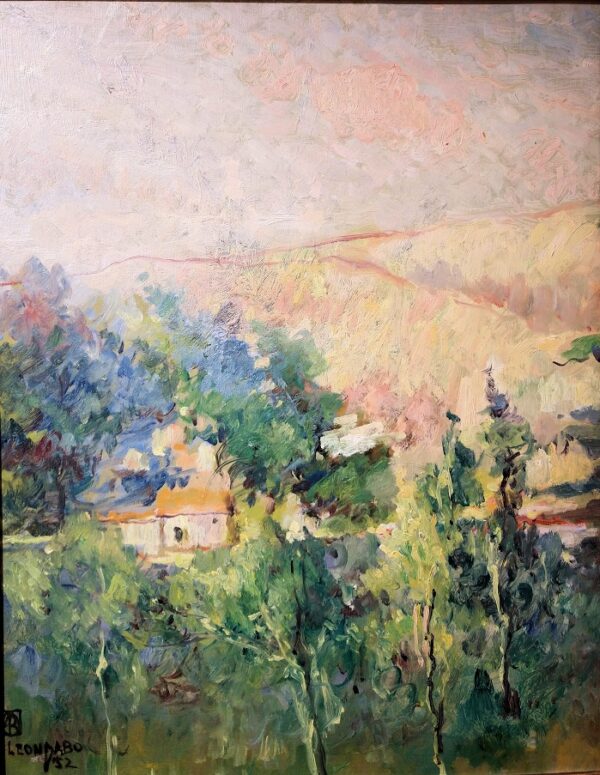 "Villa Saint Tropez, 1952" Oil on Board by Leon Dabo, NA(1864-1960)
