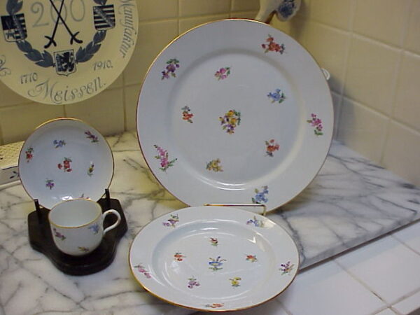 Meissen Strewn Flower Dessert Set with Rare Mark - Image 12