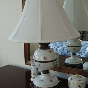Meissen 19th Century Rare Strewn Flower Lamp on Egyptian Base