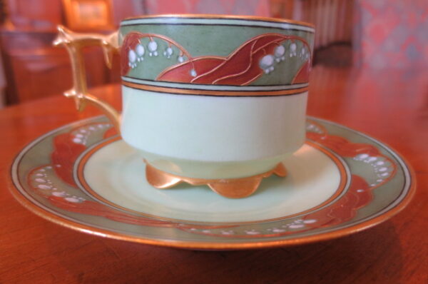 Late Aesthetic Movement Lily of The Valley Cup and Saucer by Nettie King Firebaugh - Image 8