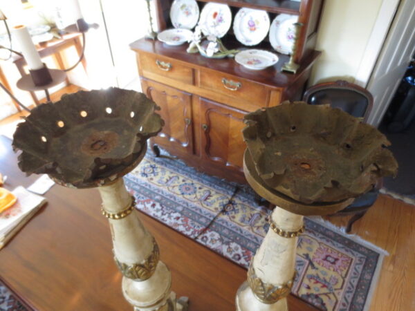A Pair of Italian 17th Century-Style Giltwood Pricket Alter Candlesticks - Image 18