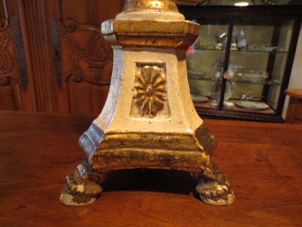 A Pair of Italian 17th Century-Style Giltwood Pricket Alter Candlesticks - Image 7