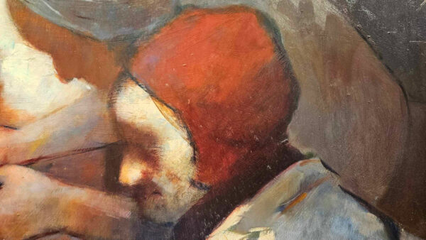 Stephen Bagnell (1930 - 1996)  “The Fish Monger”  Oil on Artist Board - Image 13