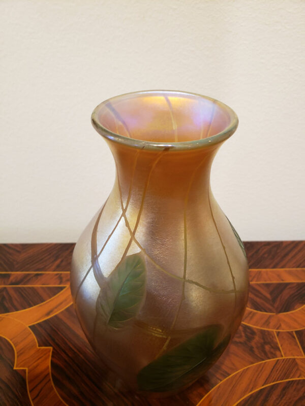 Tiffany Studios Leaf and Vine Carved Cameo Glass Vase - Image 11
