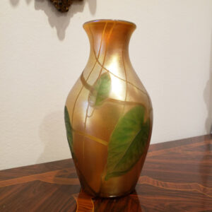 Tiffany Studios Leaf and Vine Carved Cameo Glass Vase