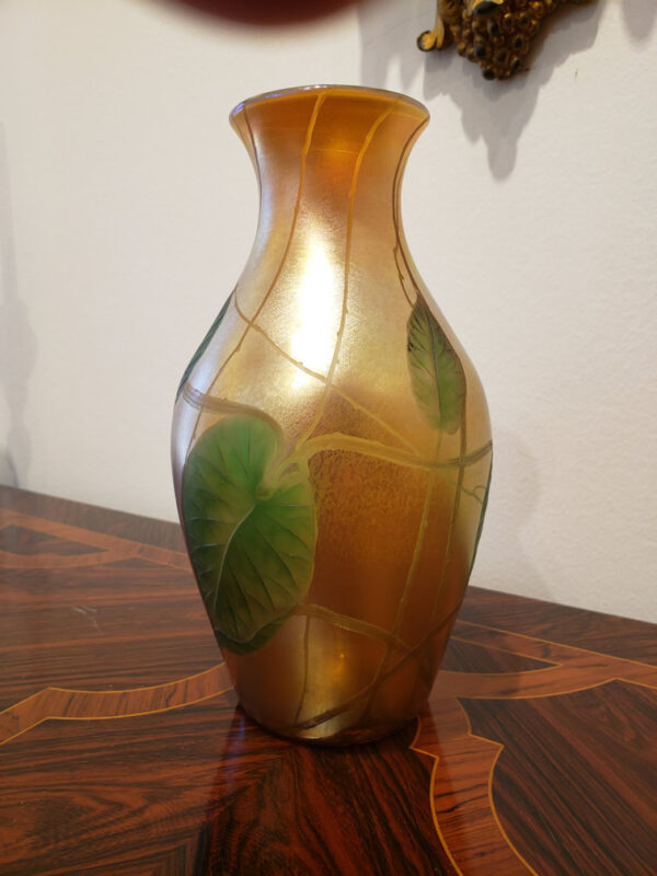 Tiffany Studios Leaf and Vine Carved Cameo Glass Vase - Image 3