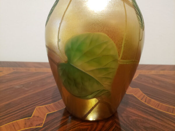 Tiffany Studios Leaf and Vine Carved Cameo Glass Vase - Image 8